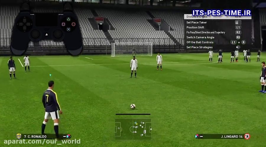 نحوه زدن راکت شات + گل زدن از وسط زمین در PES2019